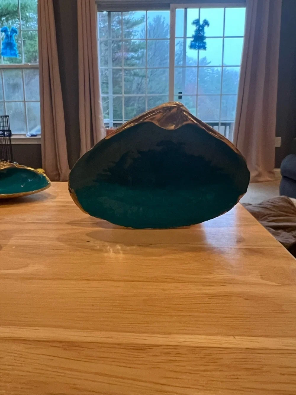Teal & Gold Shell Trinket Dish – Coastal Decor 🌊✨